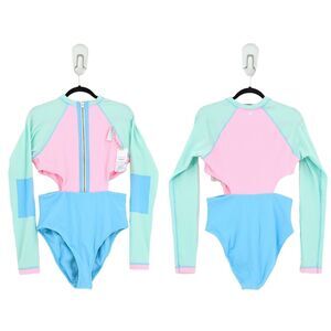 Love Shack Fancy x Hurley Women XL Max Colorblock Zip Cutout One Piece Swimsuit